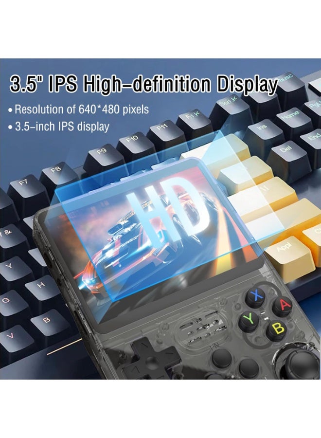 Handheld Game Console, 3.5-Inch IPS Screen, Retro Gaming, 3500mAh Battery, Built in 20000+ Games, 64G Storage, R36S - Black - Image 3